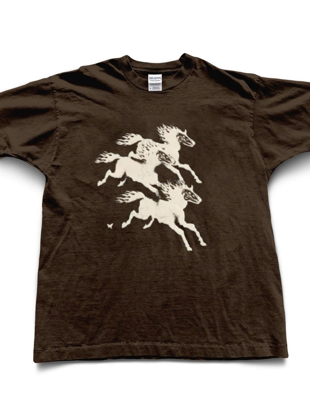 Gildan Brown Short-Sleeve Tee with White Galloping Horses
